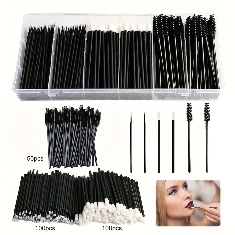 250-teiliges Einweg-Make-up-Pinsel-Set – Augenbrauen-/Mascara-/Eyeliner-Pinsel mit Aufbewahrungsbox, professionelle Kosmetik-Werkzeuge für den Salon — image 2