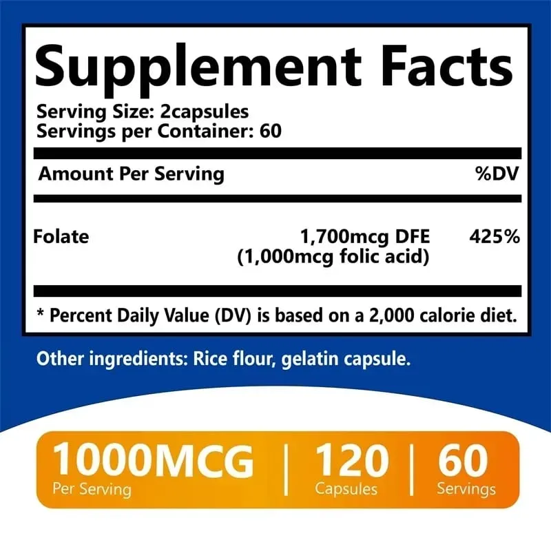 Folic Acid Supplement - Heart Health Nervous System Health Prenatal Support — image 2