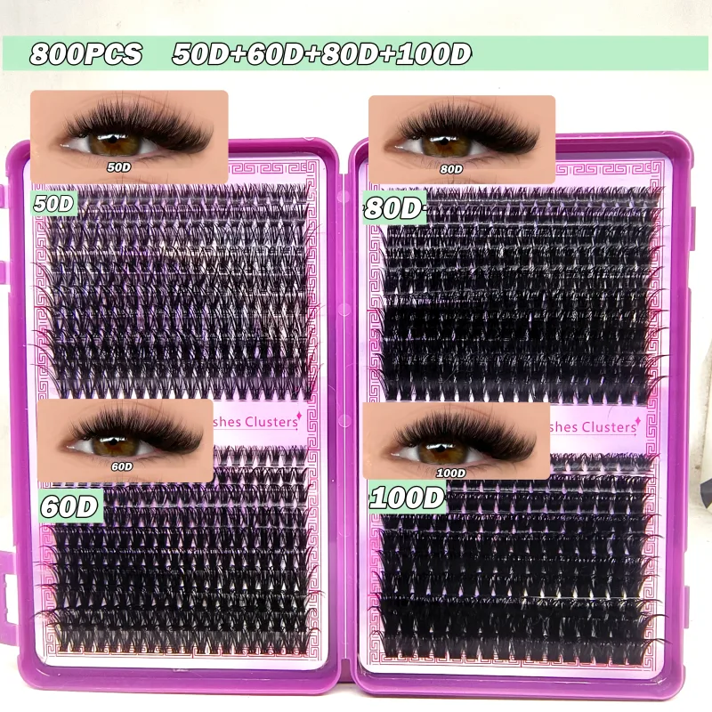 40D-150D Lashes Cluster DIY Lash Extension Mixed Tray Clusters Øjenvipper Fluffy Volume Individuelle vipper Cat Eye Lash Extension — image 9