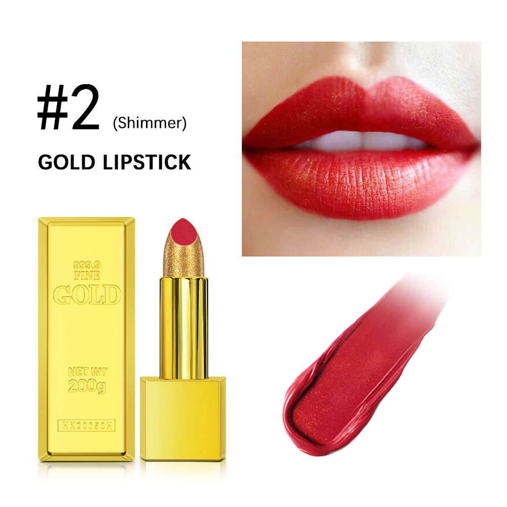 Hallowmas High-pigmented Gold Lipstick Shiny Metallic Matte Velvet Waterproof Long Lasting Sexy Gold Lip Gloss Women Lip Makeup — image 9