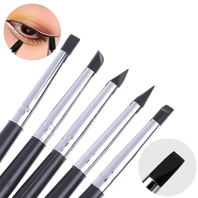 Black Silicone Eyeliner Brush Blade Multi-purpose Eyebrow Lipstick Brushes Easy To Use Nail Painting Pen Eyes Shaping Makeup — image 3