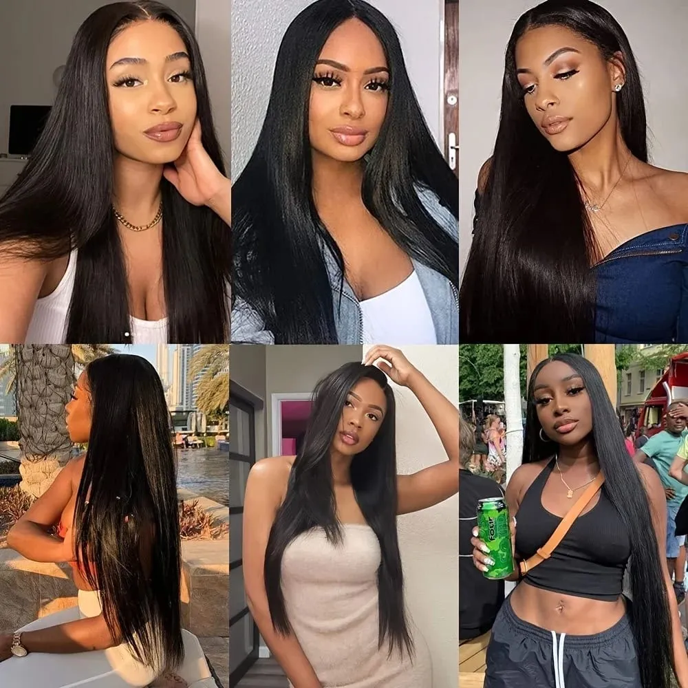 20" recht super lang 7 stuks set dik clip-in op haar synthetische extensions recht volledig hoofd zwart voor Afro-Amerikanen — image 5