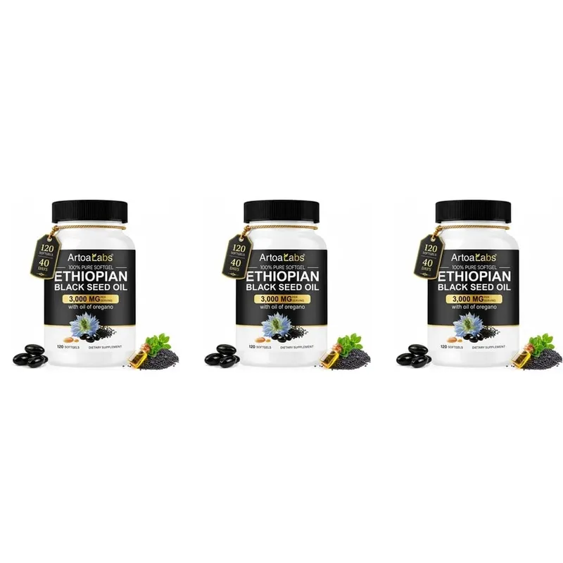 Gélules d'huile de graines noires éthiopiennes 3000 mg avec 100 mg d'extrait d'origan pour le soutien immunitaire digestif et la vitalité quotidienne 120 unités — image 9