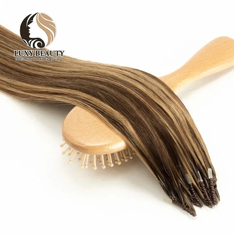 8D Micro Bead Human Hair Extensions Silicone Nano Ring Hair Extension Invisible Mini Silicon Beads Black Brown Blonde Human Hair — image 13