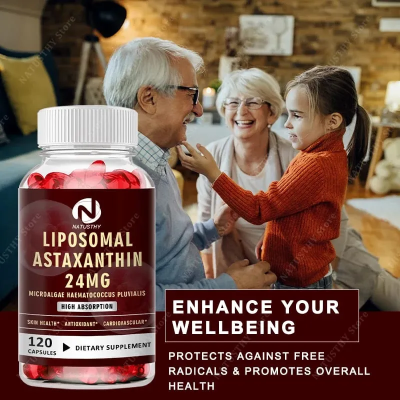 Haematococcus Pluvialis Astaxanthin Capsule - Liposomal Astaxanthin 24mg - Natural Antioxidant Skin & Eye Health & Immune Health