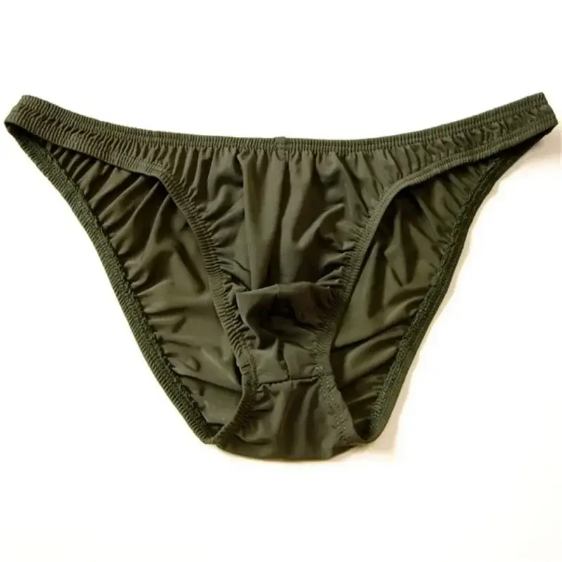 Men Pouch Panties Ice Silk Solid Color Briefs Sexy Seamless Underwear U Convex Male Underpants