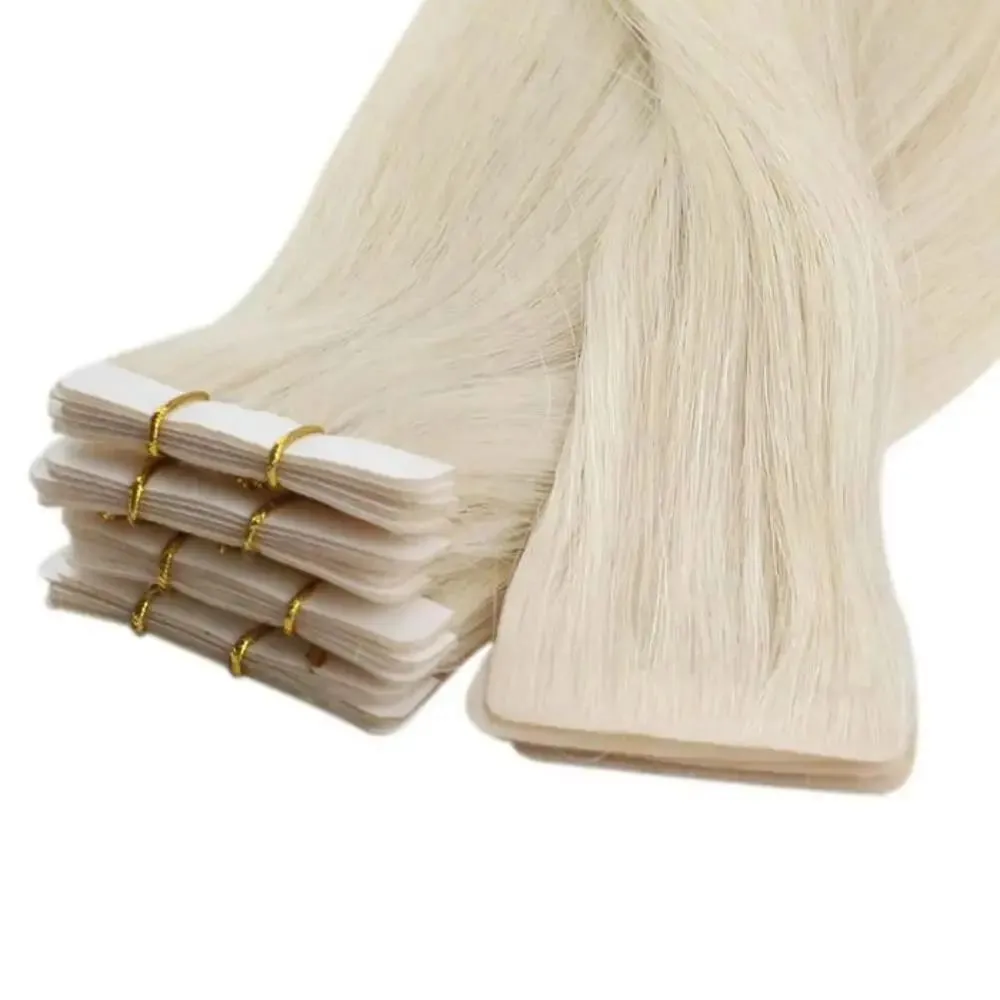 [12 Months] Ugeat Virgin Injection Tape Extension Wear Invisible Platinum Blonde 10A Grade Durable Longevity