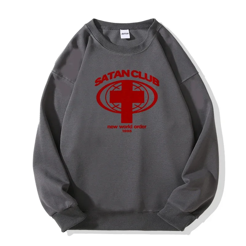 Harajuku Streetwear Oversized Men's Hooded Pullover Satan Club Graphic Print Hoodies Sweatshirts Hip Hop Aesthetic Tops Goth Y2k — image 9