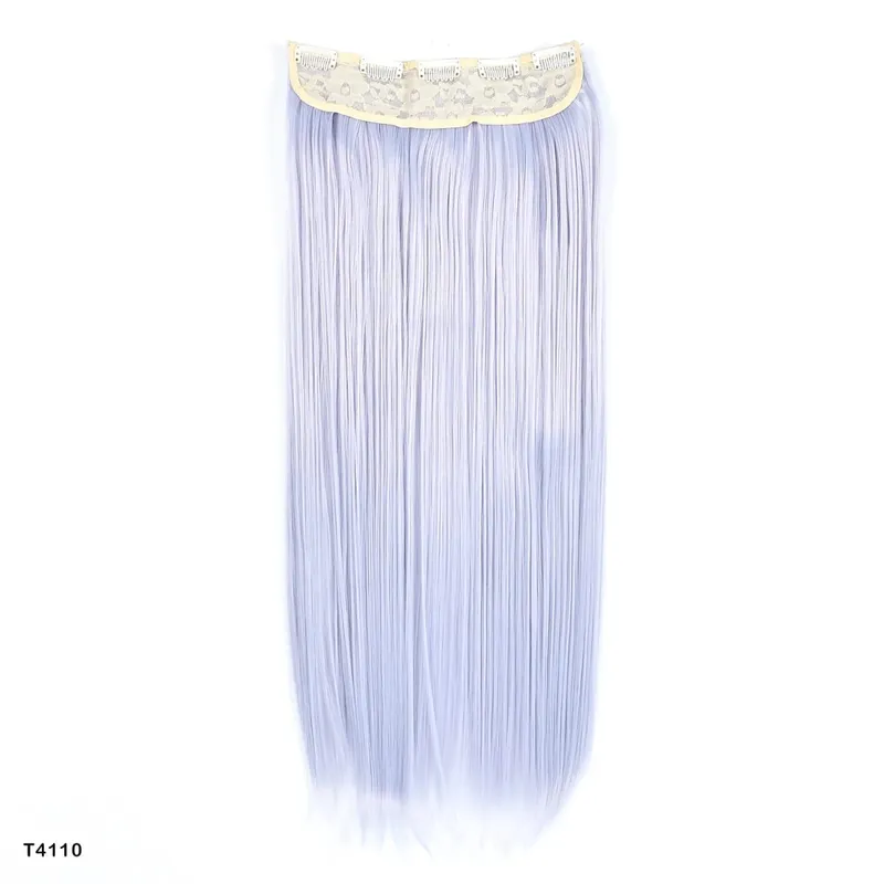 Clip in One Piece Wavy Synthetic Hair Extension Long Straight Synthetic Black Gray Color GreyHairpieces — image 9