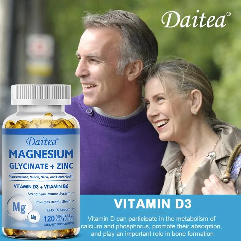 Magnesium Glycinate 500mg Capsules High Absorption with Zinc Vitamin D3 B6 Supports Bone Muscle Nerve and Heart Health — image 6