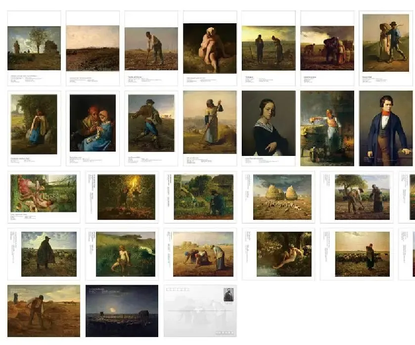 30Pcs Jean-Francois Millet Art Painting Cards INS Style Decorative Wish Greeting Card For Wall Sticker DIY Gift Message Postcard
