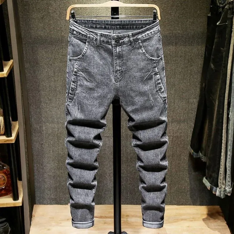 Spring and Autumn Trend Solid Color Straight Leg Stretch Denim Jeans Men's Casual Slim Fit Comfortable Sports High-Grade Jeans — image 4
