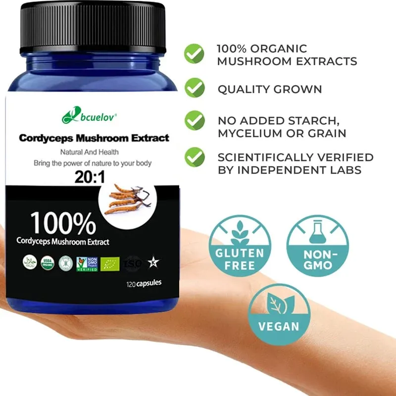 Pure Cordyceps Mushroom Extract Supplement - Improve Energy Respiratory Immune Kidney Health Support Vegetarian Capsules — image 4