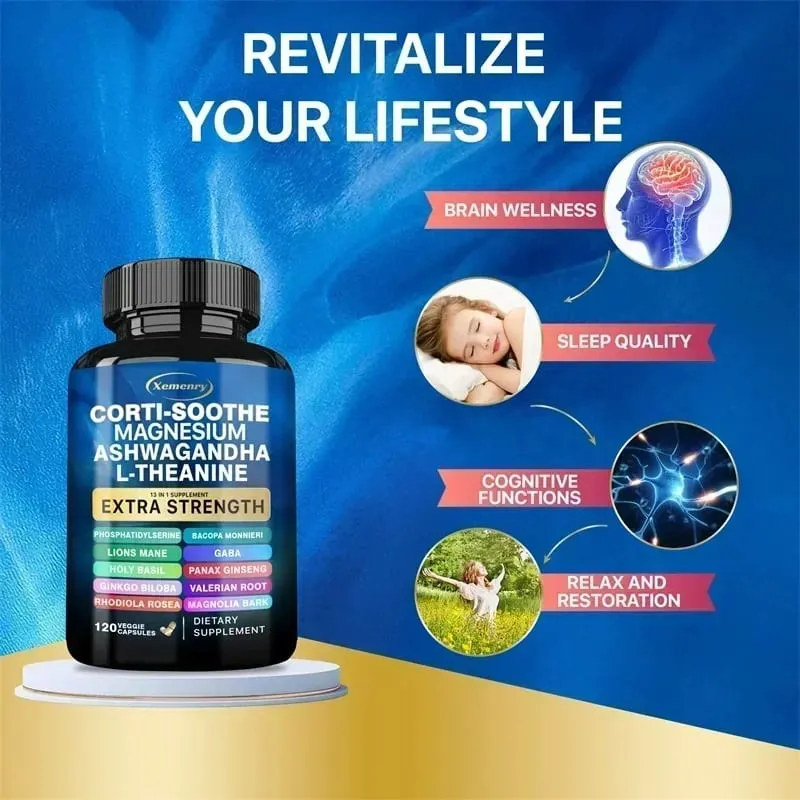 Corti-Soothe Supplement - Helps Lower Cortisol Support Adrenal Health Replenish Energy Relaxation and Deep Sleep