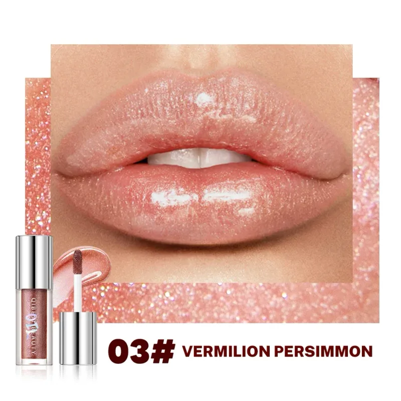 Qibest 8 Colors Moisturizing Diamond Shimmer Glitter Lip Gloss Makeup Sparkling Glitter Liquid Lipstick Pearl Lipgloss Tint — image 9