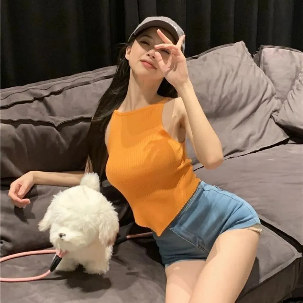 New Summer Sexy Sweet Cool Sling Temperament Slim Short Top Spice Girl Casual Sleeveless Top Street — image 3