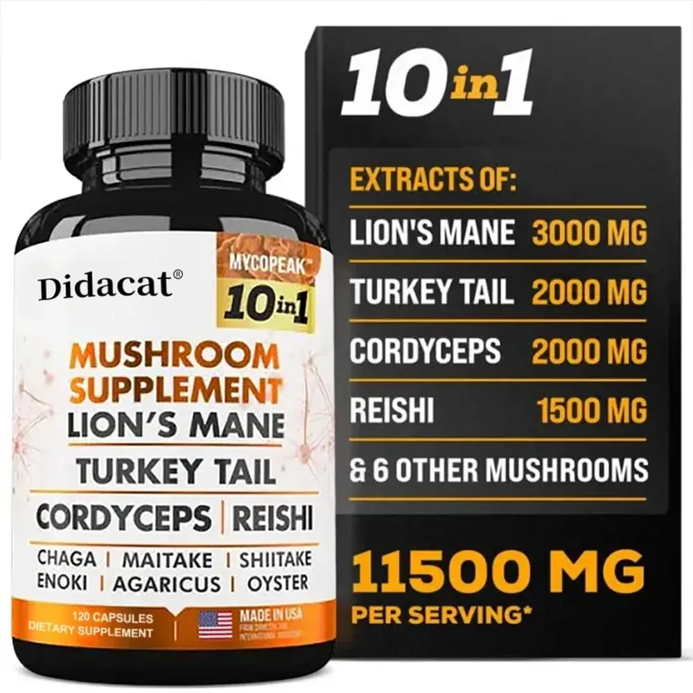 Mushroom Supplement 10x Complex - for Memory Learning Thinking and Concentration. Immunity Energy Brain Health — image 5