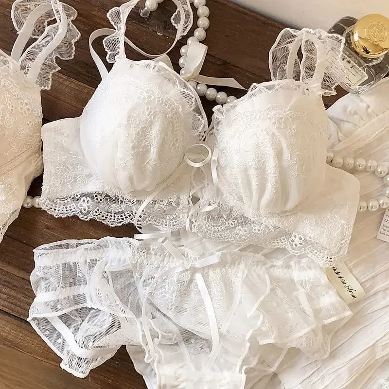 Japanese sweet underwear women's small chest pushup thin underwire adjustable bra set for girls — image 11