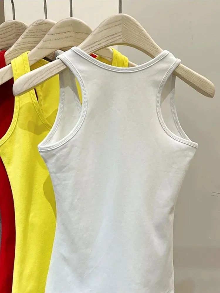 New Korean Style U-Neck Sleeveless Strap Tank Tops Slimming Base Layer Top Fashion Minimalist Design Summer Female Solid Camis — image 5