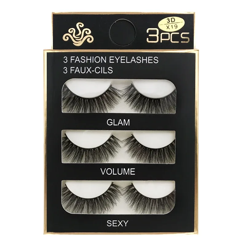 Faux Cils 3 Pairs False Eyelashes Natural Long 3D Mink Lashes Soft Fluffy Wispy Handmade Fake Lashes Eye Makeup Tools Maquiagem