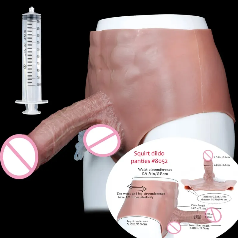 Sort nøgen strop stor realistisk udløsning dildo silikone sprøjtende trusser med simuleret solid penis sexlegetøj til kvinder