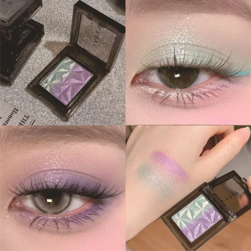 METALLIC Gradient Eyeshadow Palette Silver Blue Punk Smoky Eye Shadow เม็ดสีสูง Pressed สีม่วง Glitter Eyes แต่งหน้า Palette — image 7