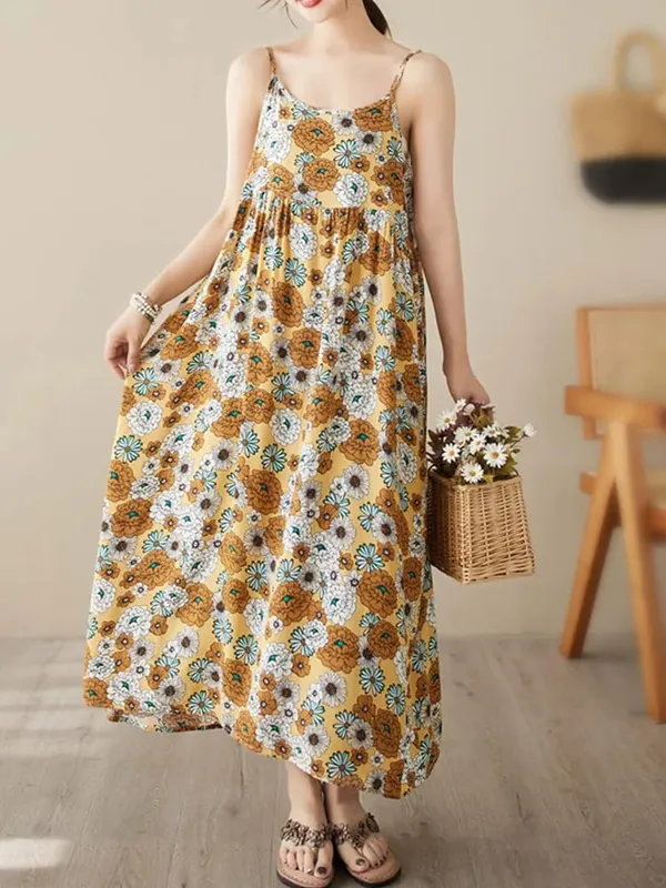 sleeveless strap vintage floral Polka Dot new in dresses for women casual loose long summer beach dress elegant clothing 2025 — image 9