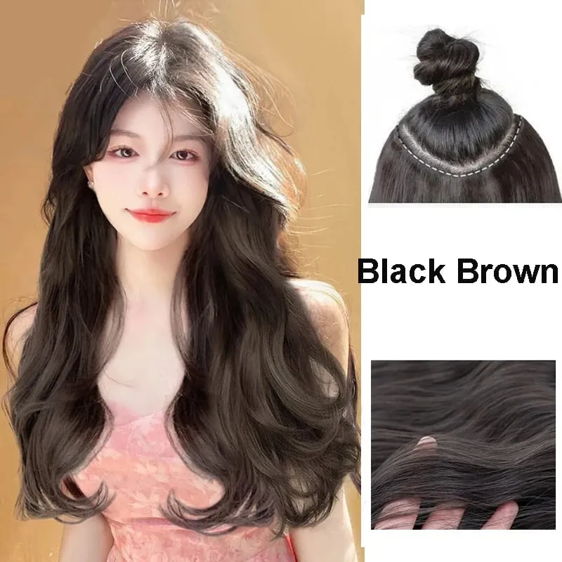 22Inch Synthetic V-shaped 4 Clips One Piece Long Curly Water Wave Clips In Hair Extensions Hair Pieces For Women — image 8