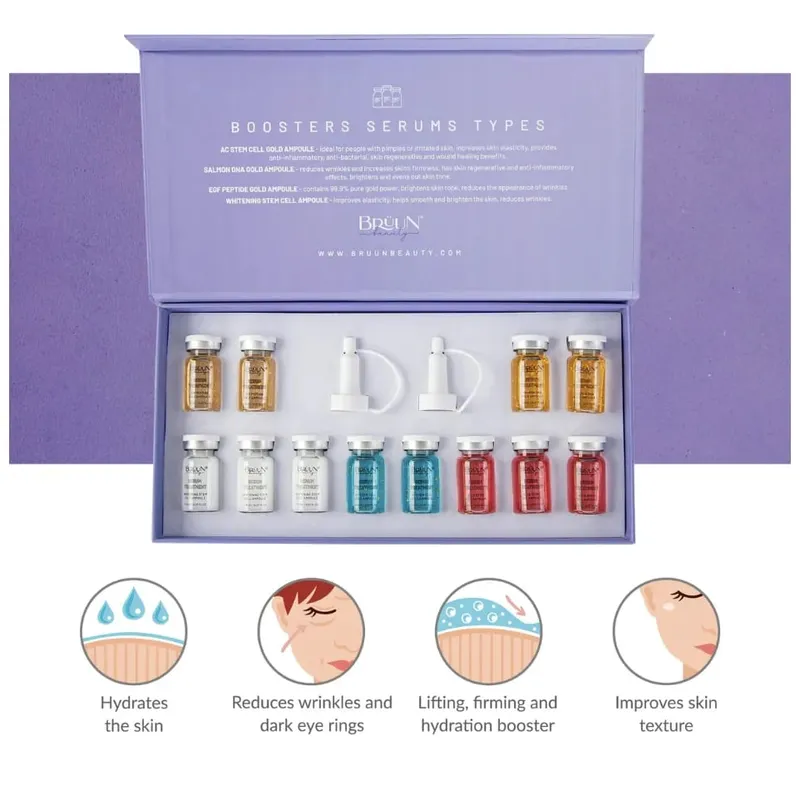 4PCS Salmon DNA Gold BB Glow Kit Dr.Pen Gold Stem Cell Ampoule Foundation Starter AQUA Peptide Face Skin Care Essence 8ml — image 12