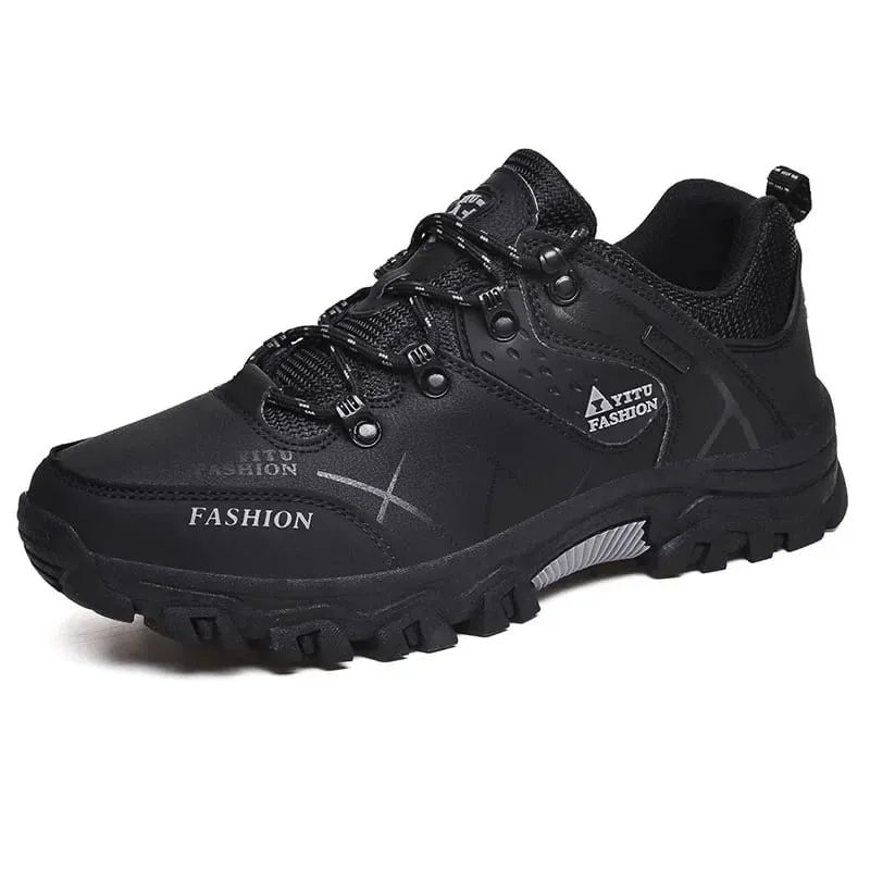 New Leather Sneakers Breathable Men Casual Shoes Comfortable Walking Shoes Non-Slip Outdoors Hiking Shoes Fashion