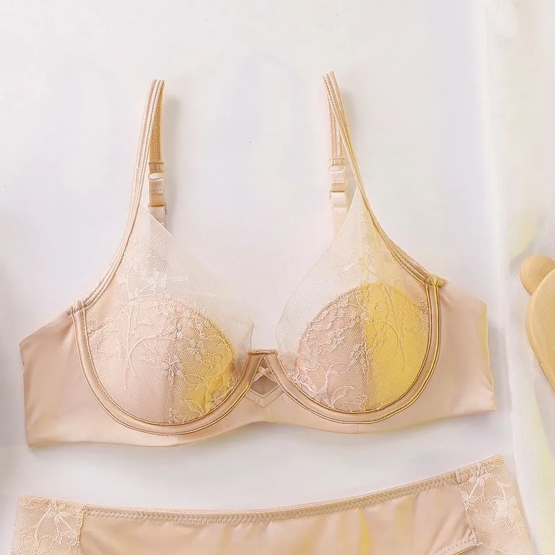 여성 브래지어와 팬티 세트 우아한 레이스 Bralette 무선 삼각형 컵 없음 Underwire 속옷 얇은 모여 컴포트 란제리 세트 — image 4