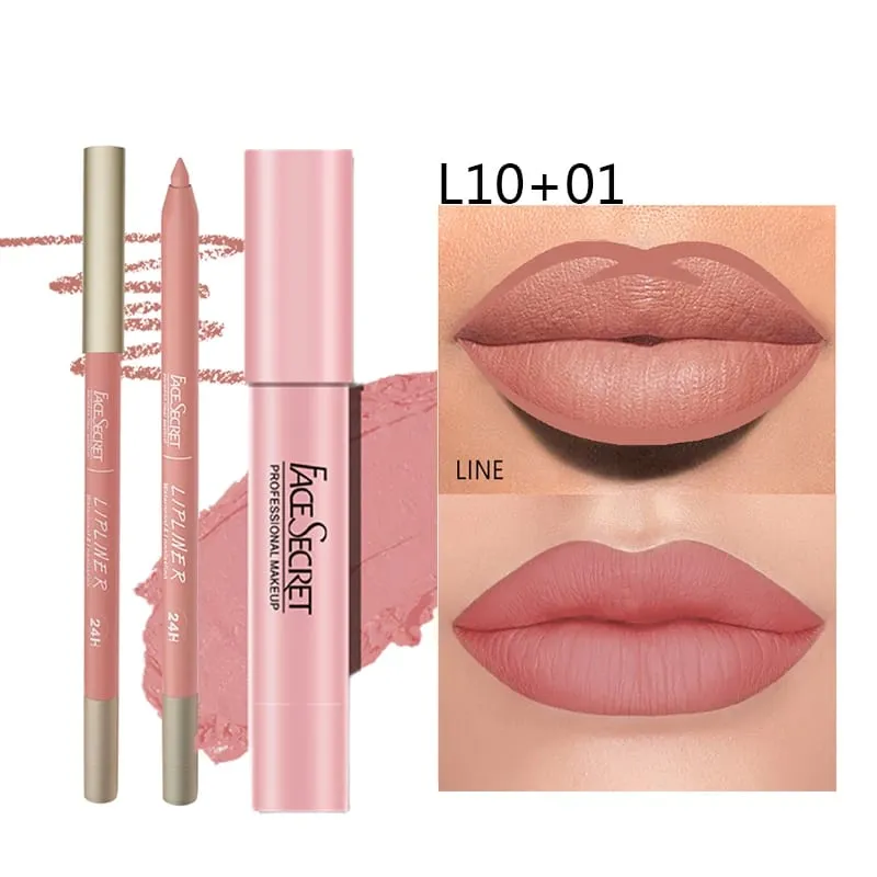 Matte Lipliner&Lipstick Set Waterproof, Long Lasting Lip Makeup Soft Matte Color Rendering Women's Makeup Cosmetics — image 6