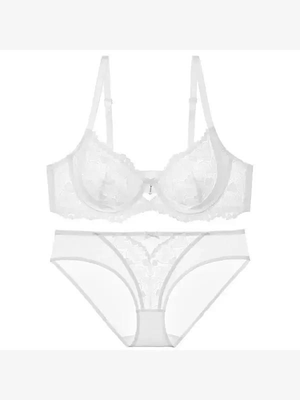 Désir Pur Lingerie Dentelle Noire Française Brodée Minimizer Grand Bonnet Ensemble Design de Niche Soutien-Gorge Sans Armatures — image 8