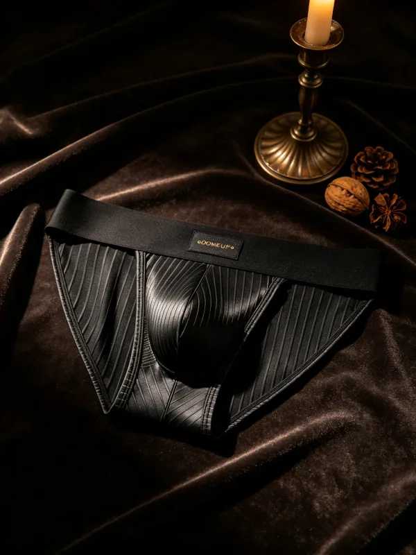 Herren-Unterwäsche, glänzend, gestreift, Dreieck-Slip, vorderer Ausbuchtungsbeutel, sexy Low-Rise, schmale Passform, tägliche Herren-Unterhose DP915 — image 7