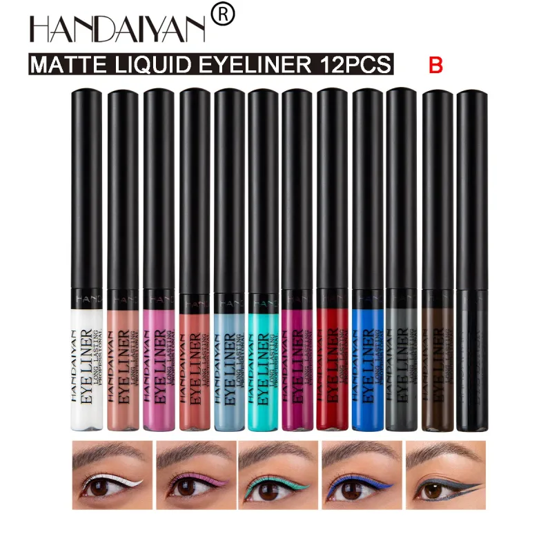 12pcs Colorful Waterproof Eyeliner Pen Set Fluorescent Matte Long-Lasting 24hrs Eye Liner Pencils for Face Makeup Decoration — image 11