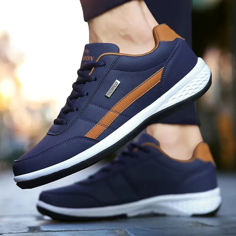 Leather Men Shoes Sneakers Trend Casual Shoe Italian Breathable Leisure Male Sneakers Non-slip Footwear Men Vulcanized Shoes — image 2