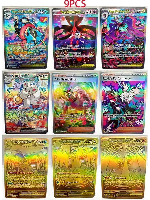 Pokemon PTCG ASC Gengar Dragonite Celebi Legetøj Hobby Hobby Samleobjekter Spilsamling Anime-kort