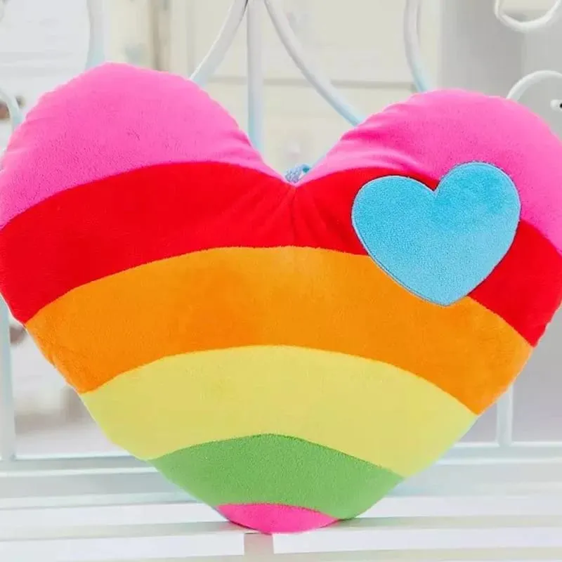 40x35cm Rainbow Heart Plush Pillow Stuffed Colorful Sweet Cushion Sofa Chair Home Decoration Halloween's Day Gift — image 5