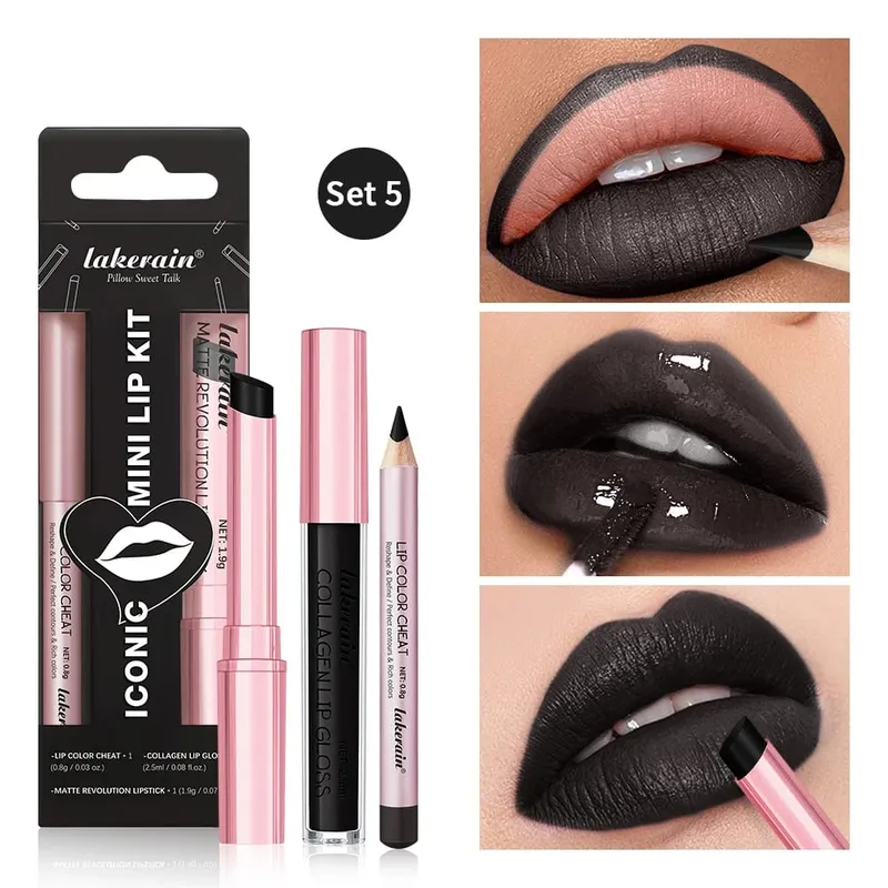 4pcs Halloween Makeup Kit Foundation Stick Black Face Painting Stick Mini Lip Liner Long-Lasting Water-Resistant Party Makeup — image 4