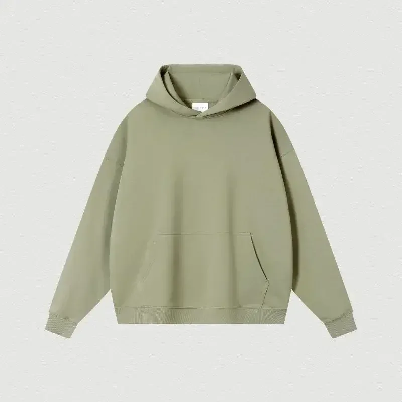 400GSM Oversized Frency Terry Autumn Winter Casual Cotton Men Woven High Quality Top Solid Color Hoodies Sweatshirt Streatwear — image 5