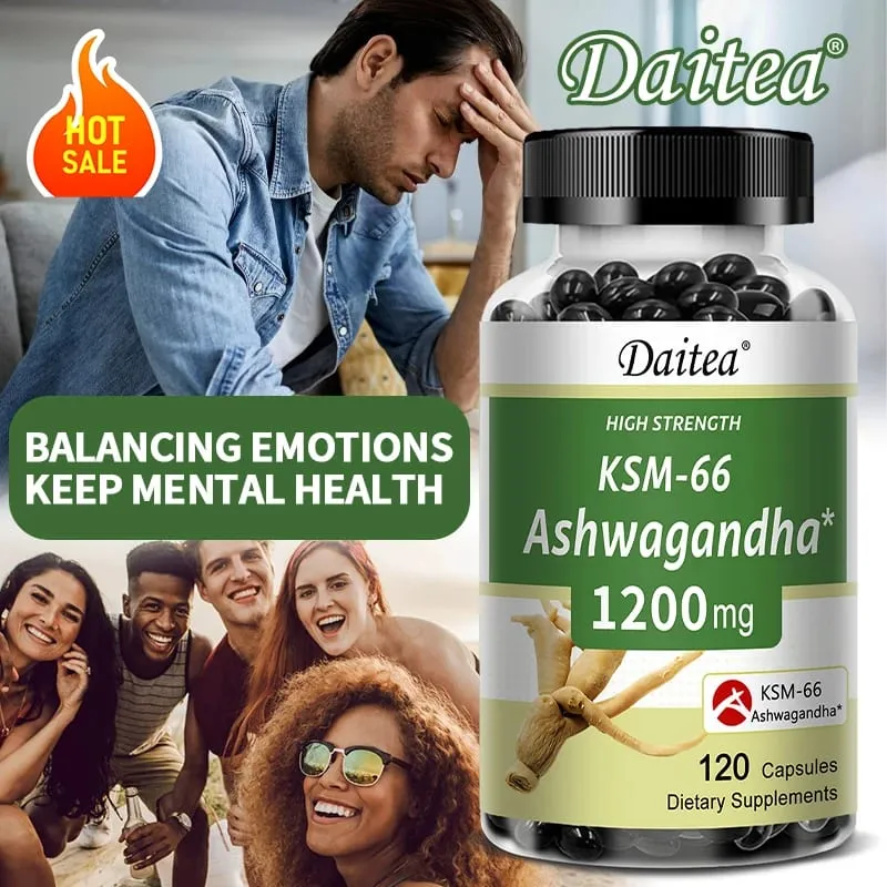 KSM-66 Ashwagandha Capsules 1200MG - Anxiety Relief Stress Reduction Sleep Improvement Mood Support Supplement — image 4
