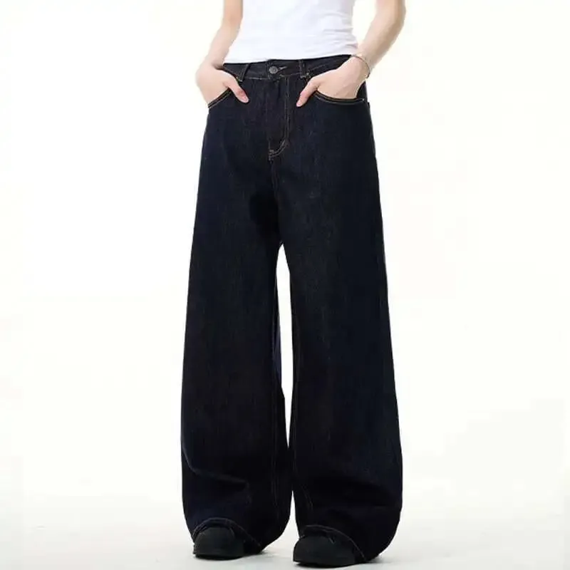 Simple Men's Denim Pants Vintage Washing Wide Leg Loose Jeans Casual Straight American Style Male Trousers New 2026 9W190