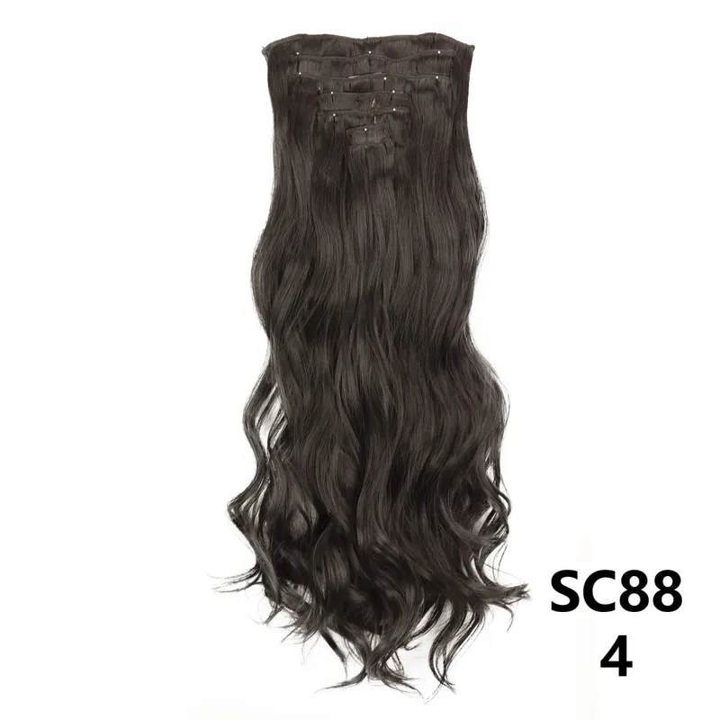 Long Straight Synthetic 16 Clips In Hair Extensions 7Pcs/Set High Temperature Fiber Black Brown Blonde Hairpiece For Women — image 25