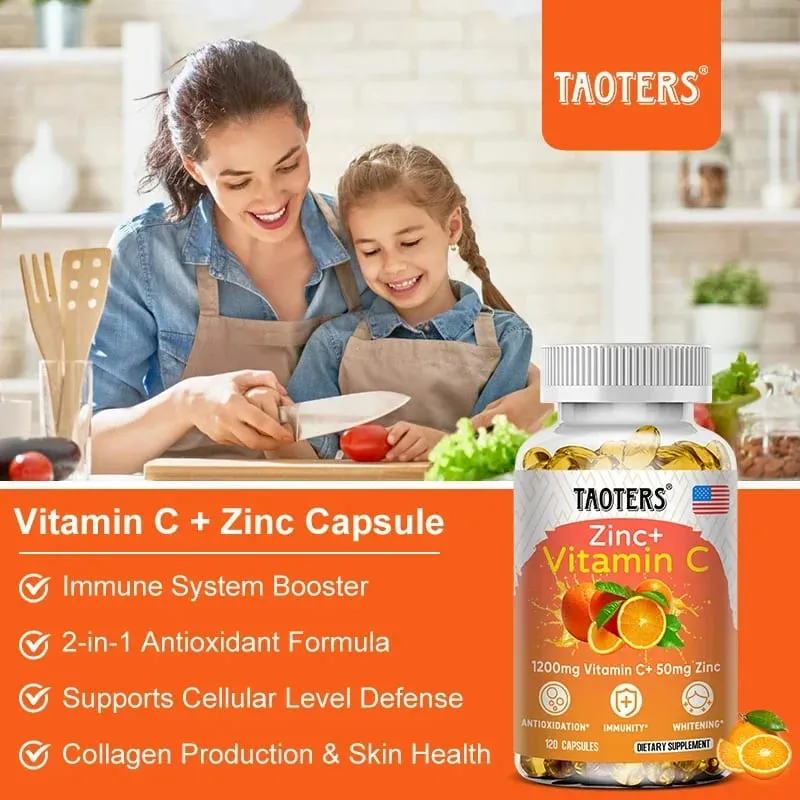 Cápsulas de 1200 mg de vitamina C - com zinco - sistema imunológico e reforço de colágeno não OGM e vegetariano sem glúten — image 6