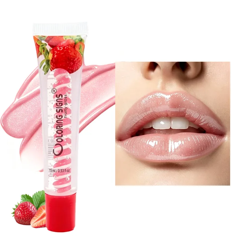 Fruity Lip Gloss Strawberry Blueberry Shiny Lip Oil Moisturizing Plumping Shimmer Lip Makeup Hydrating LipstickFor Girls