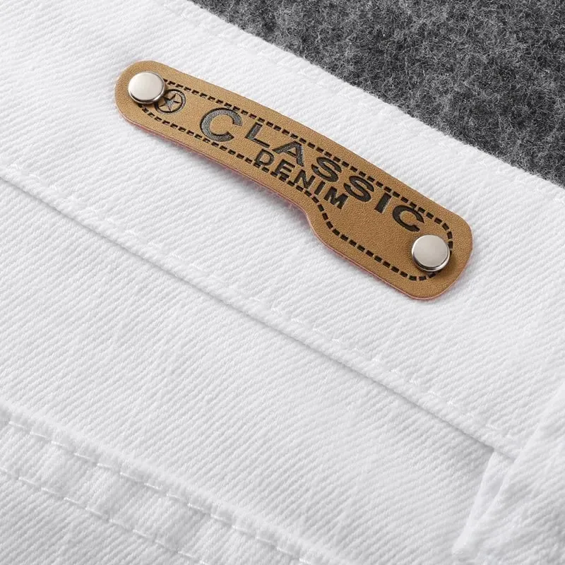 Four season men's fashionable white casual stretch straight leg jeans comfortable and versatile tight fitting sports pants