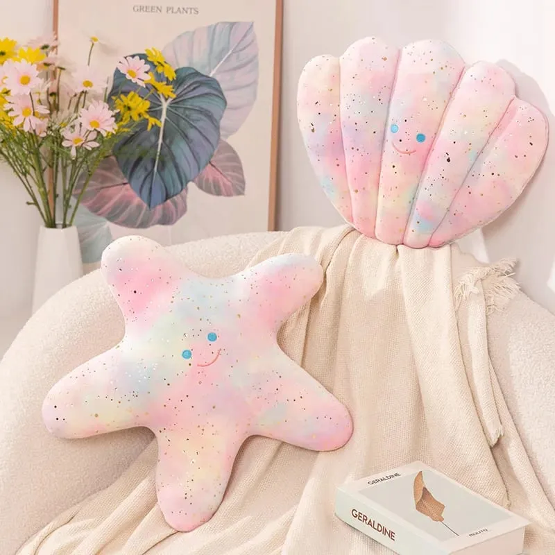 ZU Under Sea Theme Cute Shell Starfish Plush Pillow Sea Star Soft Stuffed Toys Kawaii Pink Room Party Decor — image 6