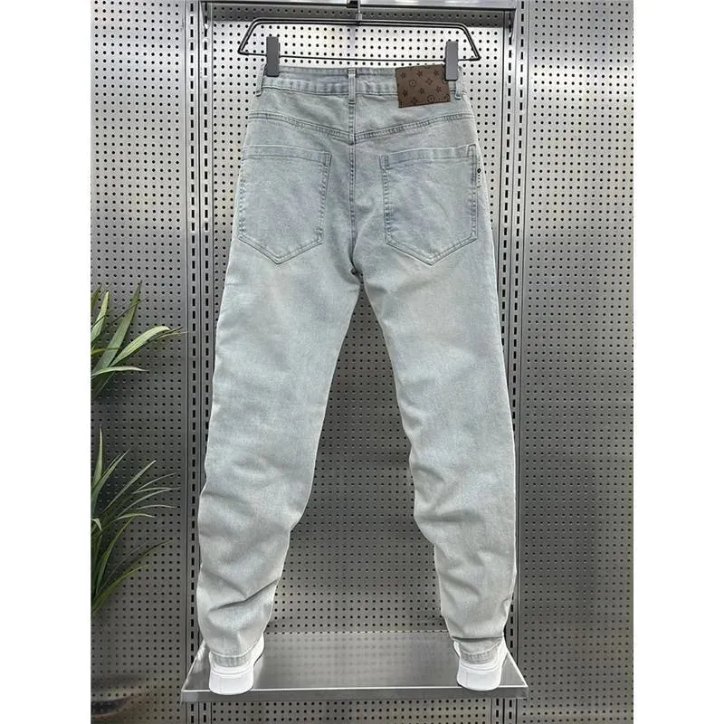 Spring and Autumn New Fashion Trend Blue Straight Leg Stretch Jeans Men's Casual Loose Large Size High Quality Denim Pants 28-36
