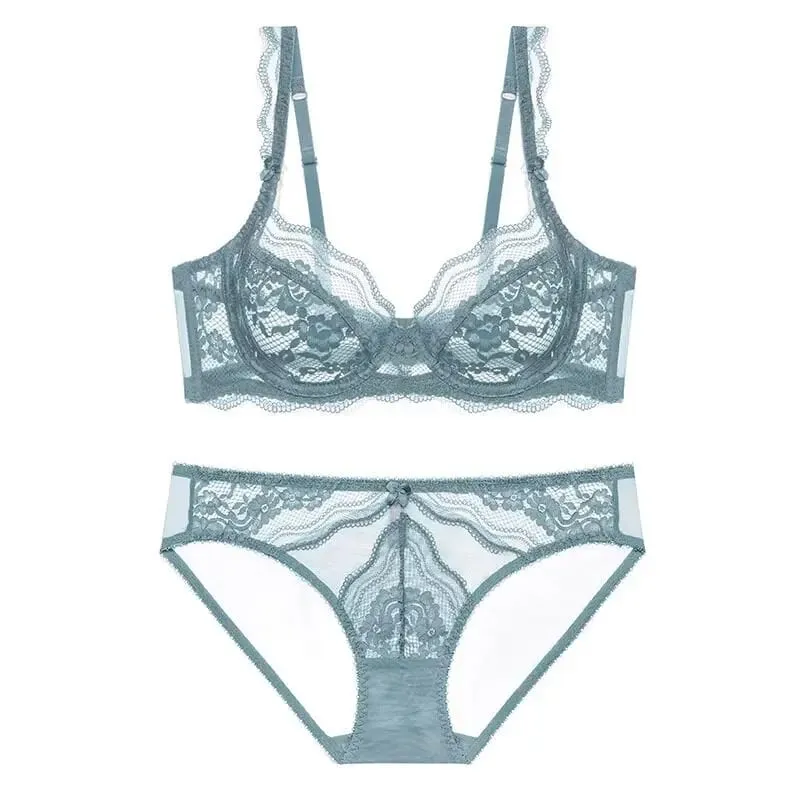 New Arrival damski ultracienki wiktoriański koronkowy zestaw push-up miękkie fiszbiny zbierają podnieś niewyściełany komfortowy oddychający komplet bielizny