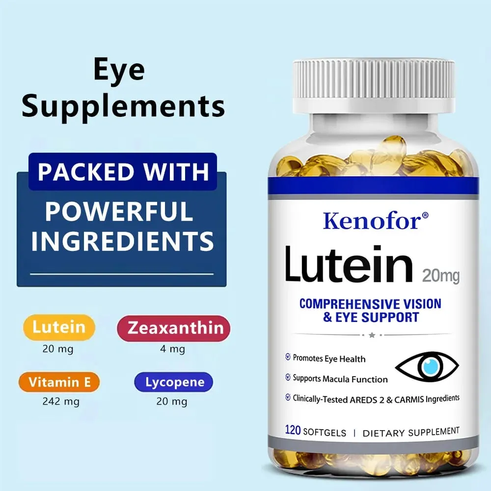Kenofor Lutein Supplement - with Vitamin E and Zeaxanthin - Supports Eye Health and Promotes Healthy Vision - 120 Capsules — image 2